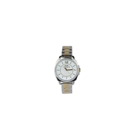 NEW Coach Women's Boyfriend Watch Crystal Bezel Logo Dial Silver and Gold Toned - Picture 10 of 12